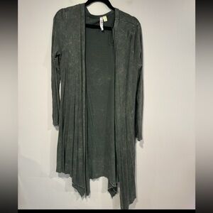 Francesca's‎ Alya Grey Ribbed Waterfall Cardigan Sweater Womens Medium